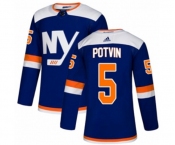 Youth Adidas New York Islanders #5 Denis Potvin Authentic Blue Alternate NHL Jersey