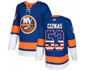 Youth Adidas New York Islanders #53 Casey Cizikas Authentic Royal Blue USA Flag Fashion NHL Jersey