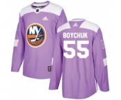 Youth Adidas New York Islanders #55 Johnny Boychuk Authentic Purple Fights Cancer Practice NHL Jersey