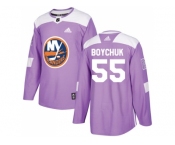Youth Adidas New York Islanders #55 Johnny Boychuk Purple Authentic Fights Cancer Stitched NHL Jersey