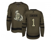 Youth Adidas Ottawa Senators #1 Mike Condon Green Salute to Service Stitched NHL Jersey