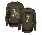 Men Adidas Ottawa Senators #7 Kyle Turris Green Salute to Service Stitched NHL Jersey