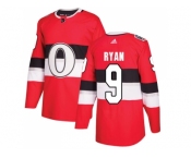 Men Adidas Ottawa Senators #9 Bobby Ryan Red Authentic 2017 100 Classic Stitched NHL Jersey