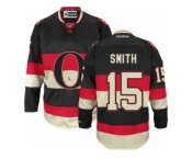 Men's Reebok Ottawa Senators #15 Zack Smith Authentic Black New Third NHL Jersey