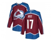 Men Adidas Colorado Avalanche #17 Tyson Jost Burgundy Home Authentic Stitched NHL Jersey