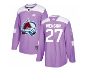 Men Adidas Colorado Avalanche #27 John Wensink Purple Authentic Fights Cancer Stitched NHL Jersey
