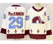 Men's Colorado Avalanche #29 Nathan MacKinnon White 2024-25 With A Patch Stitched Hockey Men's Colorado Avalanche #29 Nathan MacKinnon White 2024-25 With A Patch Stitched Hockey