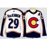 Men's Colorado Avalanche #29 Nathan MacKinnon White Alternate With A Patch Reverse Retro Stitched Jersey