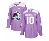 Youth Adidas Colorado Avalanche #10 Sven Andrighetto Purple Authentic Fights Cancer Stitched NHL Jersey