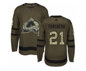 Youth Adidas Colorado Avalanche #21 Peter Forsberg Green Salute to Service Stitched NHL Jersey