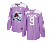 Youth Adidas Colorado Avalanche #9 Matt Duchene Purple Authentic Fights Cancer Stitched NHL Jersey