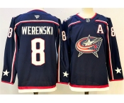 Men's Columbus Blue Jackets #8 Zach Werenski Navy With A Patch Stitched Hockey Jersey