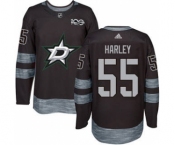Men's Stars #55 Thomas Harley Black 1917-2017 100th Anniversary Stitched Hockey Jersey