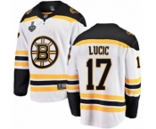 Men's Boston Bruins #17 Milan Lucic Authentic White Away Fanatics Branded Breakaway 2019 Stanley Cup Final Bound Hockey Jersey
