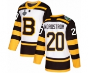 Men's Boston Bruins #20 Joakim Nordstrom Authentic White Winter Classic 2019 Stanley Cup Final Bound Hockey Jersey