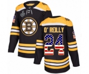 Men's Boston Bruins #24 Terry O'Reilly Authentic Black USA Flag Fashion 2019 Stanley Cup Final Bound Hockey Jersey