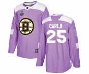 Men's Boston Bruins #25 Brandon Carlo Authentic Purple Fights Cancer Practice 2019 Stanley Cup Final Bound Hockey Jersey