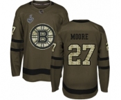 Men's Boston Bruins #27 John Moore Authentic Green Salute to Service 2019 Stanley Cup Final Bound Hockey Jersey