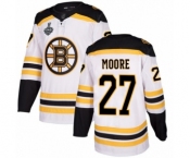 Men's Boston Bruins #27 John Moore Authentic White Away 2019 Stanley Cup Final Bound Hockey Jersey