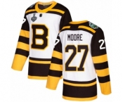 Men's Boston Bruins #27 John Moore Authentic White Winter Classic 2019 Stanley Cup Final Bound Hockey Jersey