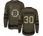 Men's Boston Bruins #30 Gerry Cheevers Authentic Green Salute to Service 2019 Stanley Cup Final Bound Hockey Jersey