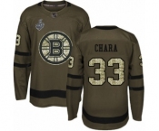 Men's Boston Bruins #33 Zdeno Chara Authentic Green Salute to Service 2019 Stanley Cup Final Bound Hockey Jersey