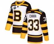 Men's Boston Bruins #33 Zdeno Chara Authentic White Winter Classic 2019 Stanley Cup Final Bound Hockey Jersey