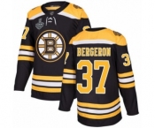 Men's Boston Bruins #37 Patrice Bergeron Premier Black Home 2019 Stanley Cup Final Bound Hockey Jersey