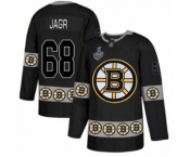 Men's Boston Bruins #68 Jaromir Jagr Authentic Black Team Logo Fashion 2019 Stanley Cup Final Bound Hockey Jersey