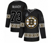 Men's Boston Bruins #73 Charlie McAvoy Authentic Black Team Logo Fashion 2019 Stanley Cup Final Bound Hockey Jersey