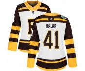 Women's Adidas Boston Bruins #41 Jaroslav Halak Authentic White 2019 Winter Classic NHL Jersey