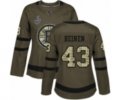 Women's Boston Bruins #43 Danton Heinen Authentic Green Salute to Service 2019 Stanley Cup Final Bound Hockey Jersey