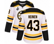 Women's Boston Bruins #43 Danton Heinen Authentic White Away 2019 Stanley Cup Final Bound Hockey Jersey