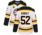 Women's Boston Bruins #52 Sean Kuraly Authentic White Away 2019 Stanley Cup Final Bound Hockey Jersey