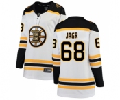 Women's Boston Bruins #68 Jaromir Jagr Authentic White Away Fanatics Branded Breakaway Hockey Jersey