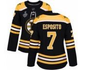 Women's Boston Bruins #7 Phil Esposito Authentic Black Home 2019 Stanley Cup Final Bound Hockey Jersey