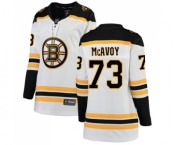 Women's Boston Bruins #73 Charlie McAvoy Authentic White Away Fanatics Branded Breakaway Hockey Jersey