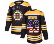 Youth Boston Bruins #43 Danton Heinen Authentic Black USA Flag Fashion 2019 Stanley Cup Final Bound Hockey Jersey