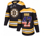 Youth Boston Bruins #47 Torey Krug Authentic Black USA Flag Fashion 2019 Stanley Cup Final Bound Hockey Jersey