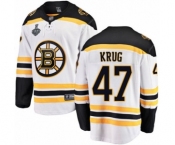 Youth Boston Bruins #47 Torey Krug Authentic White Away Fanatics Branded Breakaway 2019 Stanley Cup Final Bound Hockey Jersey