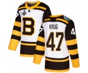 Youth Boston Bruins #47 Torey Krug Authentic White Winter Classic 2019 Stanley Cup Final Bound Hockey Jersey