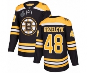 Youth Boston Bruins #48 Matt Grzelcyk Premier Black Home 2019 Stanley Cup Final Bound Hockey Jersey