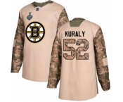 Youth Boston Bruins #52 Sean Kuraly Authentic Camo Veterans Day Practice 2019 Stanley Cup Final Bound Hockey Jersey