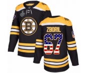 Youth Boston Bruins #67 Jakub Zboril Authentic Black USA Flag Fashion 2019 Stanley Cup Final Bound Hockey Jersey