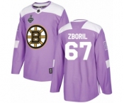 Youth Boston Bruins #67 Jakub Zboril Authentic Purple Fights Cancer Practice 2019 Stanley Cup Final Bound Hockey Jersey