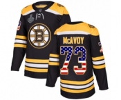 Youth Boston Bruins #73 Charlie McAvoy Authentic Black USA Flag Fashion 2019 Stanley Cup Final Bound Hockey Jersey