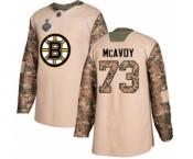 Youth Boston Bruins #73 Charlie McAvoy Authentic Camo Veterans Day Practice 2019 Stanley Cup Final Bound Hockey Jersey