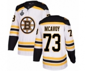 Youth Boston Bruins #73 Charlie McAvoy Authentic White Away 2019 Stanley Cup Final Bound Hockey Jersey