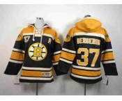 youth nhl jerseys boston bruins #37 bergeron black-yellow[pullover hooded sweatshirt] [patch A]