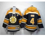 youth nhl jerseys boston bruins #4 orr black-yellow[pullover hooded sweatshirt patch A]